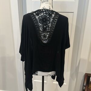 Black Lace Accent open swing overlay top.